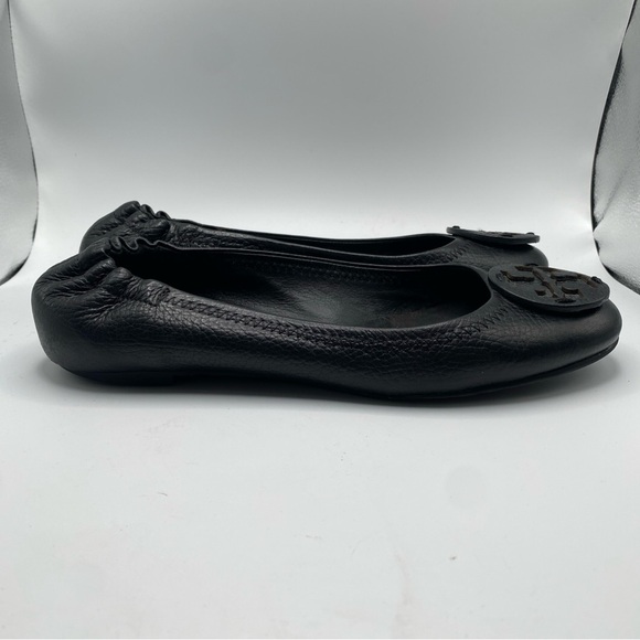 Tory Burch Minnie Travel Ballet Logo Black Leather Ballet Flat EUC 7-SOLD - Picture 6 of 9